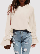 Load image into Gallery viewer, Round Neck Double-Layered Flounce Sleeve Top
