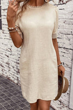 Load image into Gallery viewer, Lace Detail Round Neck Short Sleeve Mini Dress
