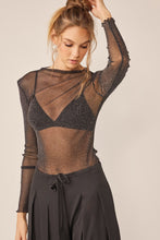 Load image into Gallery viewer, Idem Ditto Sparkling Glitter Long Sleeve Sheer Top
