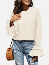 Load image into Gallery viewer, Round Neck Double-Layered Flounce Sleeve Top
