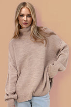 Load image into Gallery viewer, Basic Bae Side Slit Turtleneck Long Sleeve Sweater
