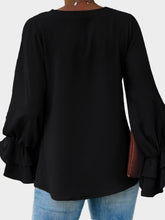 Load image into Gallery viewer, Round Neck Double-Layered Flounce Sleeve Top
