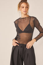 Load image into Gallery viewer, Idem Ditto Sparkling Glitter Long Sleeve Sheer Top
