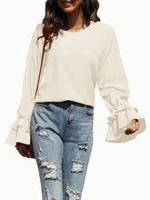 Load image into Gallery viewer, Round Neck Double-Layered Flounce Sleeve Top
