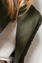 Load image into Gallery viewer, PU Leather Round Neck Long Sleeve Jacket
