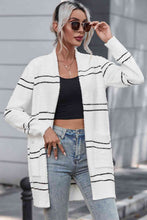 Load image into Gallery viewer, Striped Open Front Cardigan with Pockets
