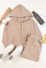 Load image into Gallery viewer, Drawstring Zip Up Hoodie and Pants Active Set
