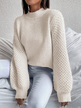 Load image into Gallery viewer, Openwork Mock Neck Long Sleeve Sweater
