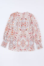 Load image into Gallery viewer, Printed Tie Neck Long Sleeve Blouse
