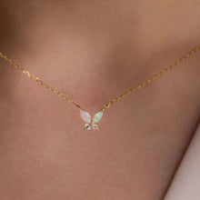 Load image into Gallery viewer, Titanium Steel Natural Opal Butterfly Necklace
