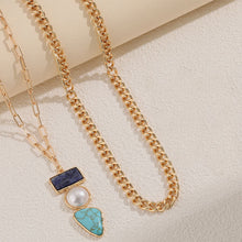 Load image into Gallery viewer, 2 Piece Imitation Gemstone Alloy Necklace
