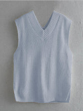 Load image into Gallery viewer, Ribbed V-Neck Sleeveless Sweater Vest
