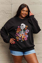 Load image into Gallery viewer, Simply Love Simply Love Full Size Flower Skeleton Graphic Sweatshirt
