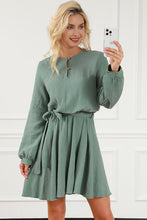 Load image into Gallery viewer, Tie Front Long Sleeve Mini Dress
