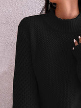 Load image into Gallery viewer, Openwork Mock Neck Long Sleeve Sweater
