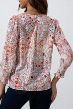 Load image into Gallery viewer, Printed Tie Neck Long Sleeve Blouse
