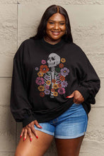 Load image into Gallery viewer, Simply Love Simply Love Full Size Flower Skeleton Graphic Sweatshirt
