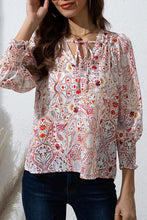 Load image into Gallery viewer, Printed Tie Neck Long Sleeve Blouse
