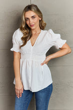 Load image into Gallery viewer, Culture Code Sweet Serenity  Full Size V-Neck Puff Sleeve Button Down Top
