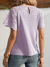 Load image into Gallery viewer, Openwork Round Neck Short Sleeve T-Shirt
