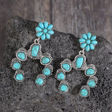 Load image into Gallery viewer, Artificial Turquoise Alloy Dangle Earrings

