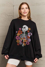 Load image into Gallery viewer, Simply Love Simply Love Full Size Flower Skeleton Graphic Sweatshirt
