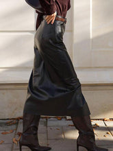Load image into Gallery viewer, PU Slit Midi Skirt
