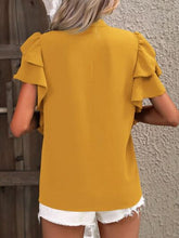 Load image into Gallery viewer, Ruffled Notched Short Sleeve Blouse
