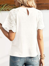 Load image into Gallery viewer, Openwork Round Neck Short Sleeve T-Shirt
