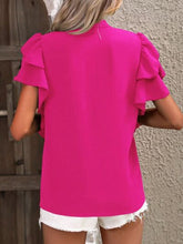 Load image into Gallery viewer, Ruffled Notched Short Sleeve Blouse
