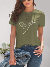 Load image into Gallery viewer, Dog Graphic Round Neck T-Shirt
