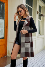 Load image into Gallery viewer, Plaid Open Front Sleeveless Cardigan with Pockets
