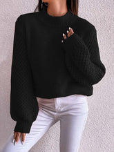 Load image into Gallery viewer, Openwork Mock Neck Long Sleeve Sweater
