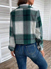 Load image into Gallery viewer, Plaid Collared Neck Button Up Long Sleeve Jacket
