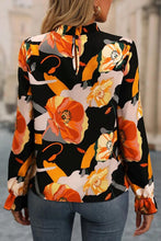 Load image into Gallery viewer, Floral Mock Neck Flounce Sleeve Blouse
