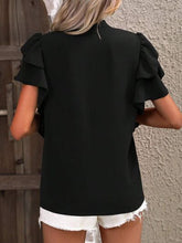 Load image into Gallery viewer, Ruffled Notched Short Sleeve Blouse
