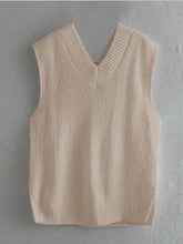 Load image into Gallery viewer, Ribbed V-Neck Sleeveless Sweater Vest
