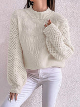 Load image into Gallery viewer, Openwork Mock Neck Long Sleeve Sweater
