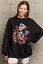 Load image into Gallery viewer, Simply Love Simply Love Full Size Flower Skeleton Graphic Sweatshirt
