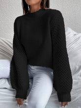 Load image into Gallery viewer, Openwork Mock Neck Long Sleeve Sweater
