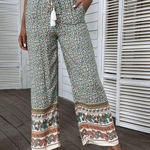 Load image into Gallery viewer, SOLD-SAMPLE SALE-Bohemian Paperbag Waist Wide Leg Pants- SIZE MED
